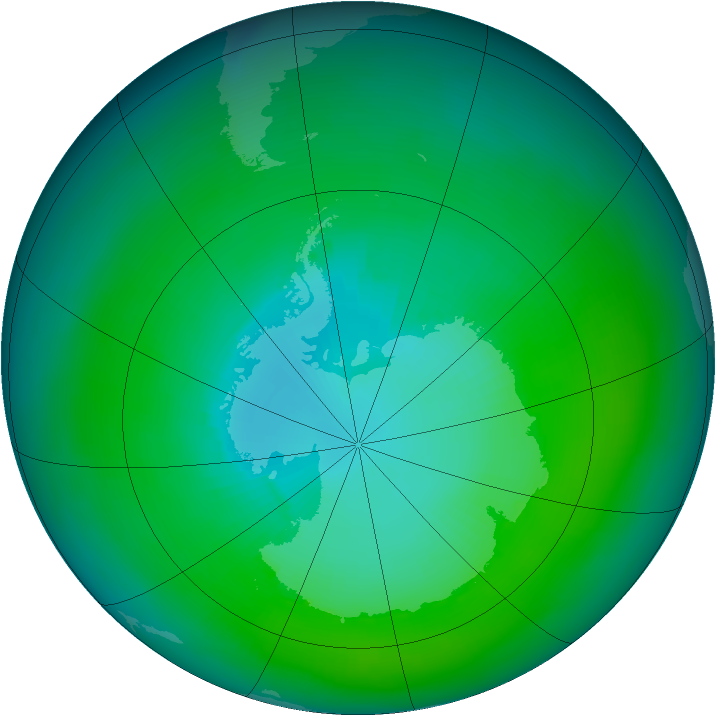 Antarctic ozone map for February 1982